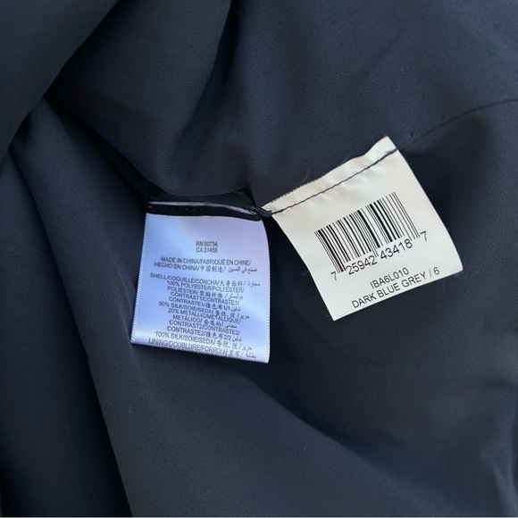 BCBGMAXAZRIA One Shoulder Silk Mini Dress Ruffled Detail Metallic Finish Small - Picture 8 of 12